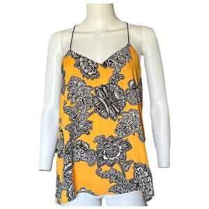 Express cami women’s medium bright yellow too with black & white paisly pattern